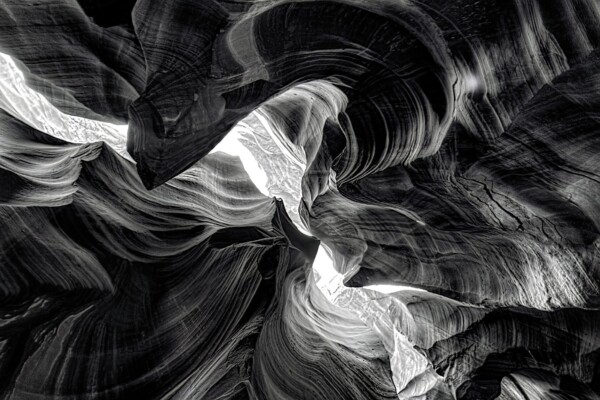 By Michael Piraino Abstract Slot Canyon on the Navajo Nation in black and white