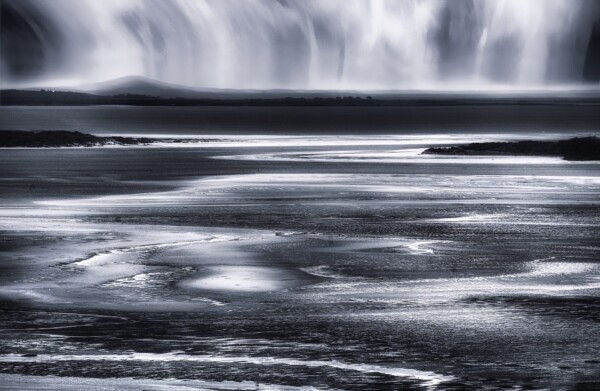 By Michael Piraino Storm and Cloudburst, Duck Bay in black and white