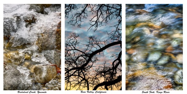 By Michael Piraino Tryptych of ice and rivers with sunset