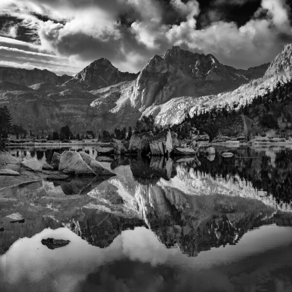 By Michael Piraino Rae Lake Painted Lady Mountain Kings Canyon National Park in black and white