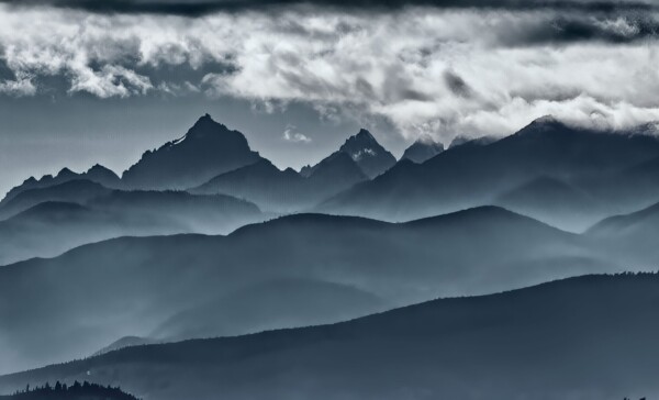 By Michael Piraino Olympic mountains in black and white