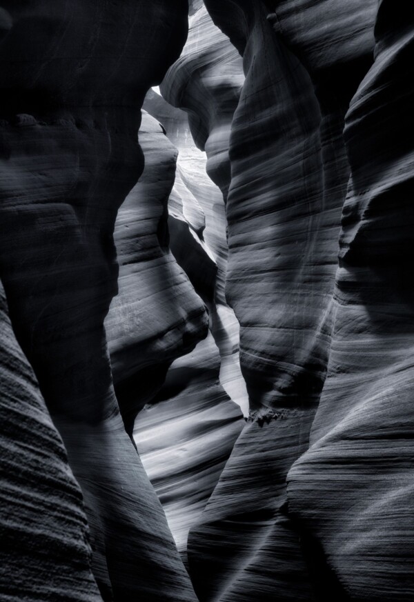 By Michael Piraino slot canyon abstract rock walls in black and white, Arizona