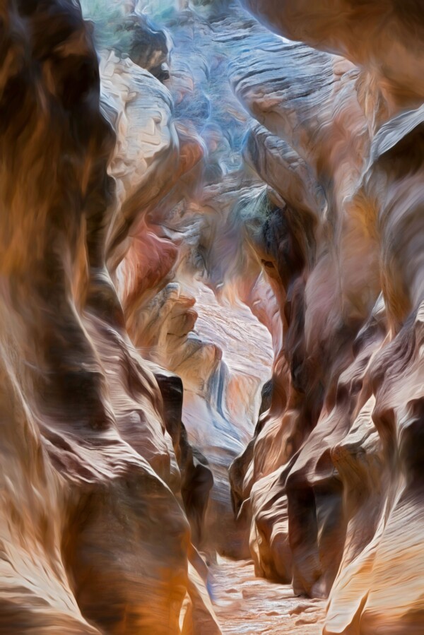 By Michael Piraino Abstract slot canyon in red and blue