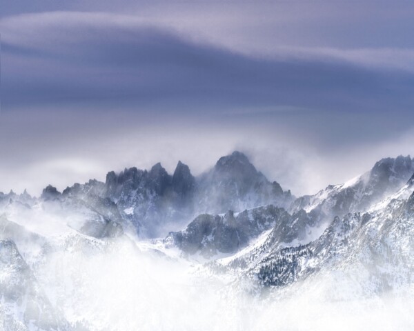 By Michael Piraino Snowstorm and fog around Mount Whitney, Eastern Sierra Mountains of California