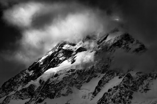 By Michael Piraino Aoraki Mount Cook National Park in black and white