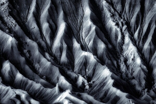 By Michael Piraino monochrome black and white abstract of hills in Utah badlands