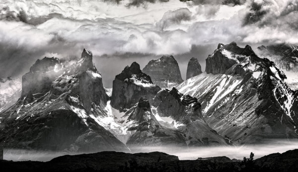 By Michael Piraino Torres del Paine Massif in southern Patagonia in black and white